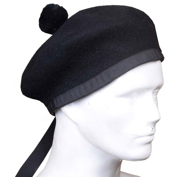 Black Wool Balmoral Cap | Traditional Scottish Cap