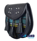 Anderson Tartan Sporran Black Leather Scottish Kilt Pouch - Image 3