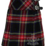 Black Stewart Tartan Mini Billie Kilt Girls Mod Skirt for Scottish Highland Dress