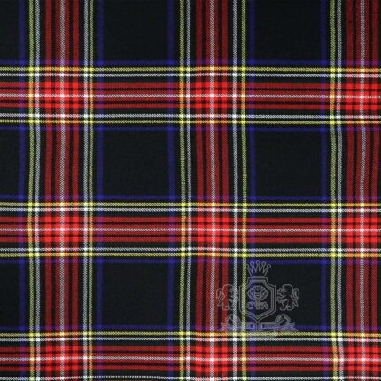 Black Stewart Tartan Homespun Wool Blend Fabric By the Yard