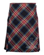 Black Stewart Tartan Traditional 8-Yard Kilt with Bias Cut