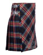 Black Stewart Tartan Traditional 8-Yard Kilt with Bias Cut - Image 2