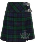 Black Watch Tartan Mini Billie Kilt Girls Modern Kilt Skirt for Highland Dress