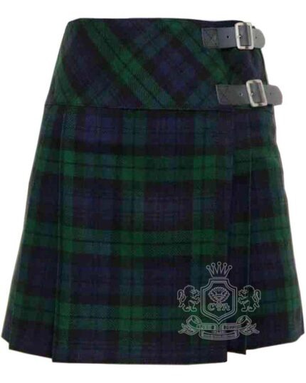 Black Watch Tartan Mini Billie Kilt Girls Modern Kilt Skirt for Highland Dress