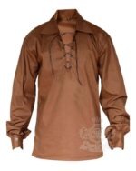 Brown Jacobite ghillie kilt shirt full sleeve polycotton Jacobean style