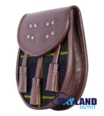 Gordon Tartan Sporran Brown Leather Scottish Sporran - Image 3