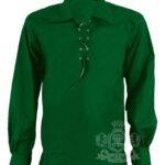 Green Jacobite ghillie kilt shirt full sleeve cotton Jacobean style