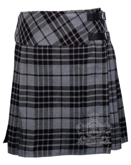 Grey Watch Tartan Mini Billie Kilt Girls Modern Kilt Skirt for Highland Dress