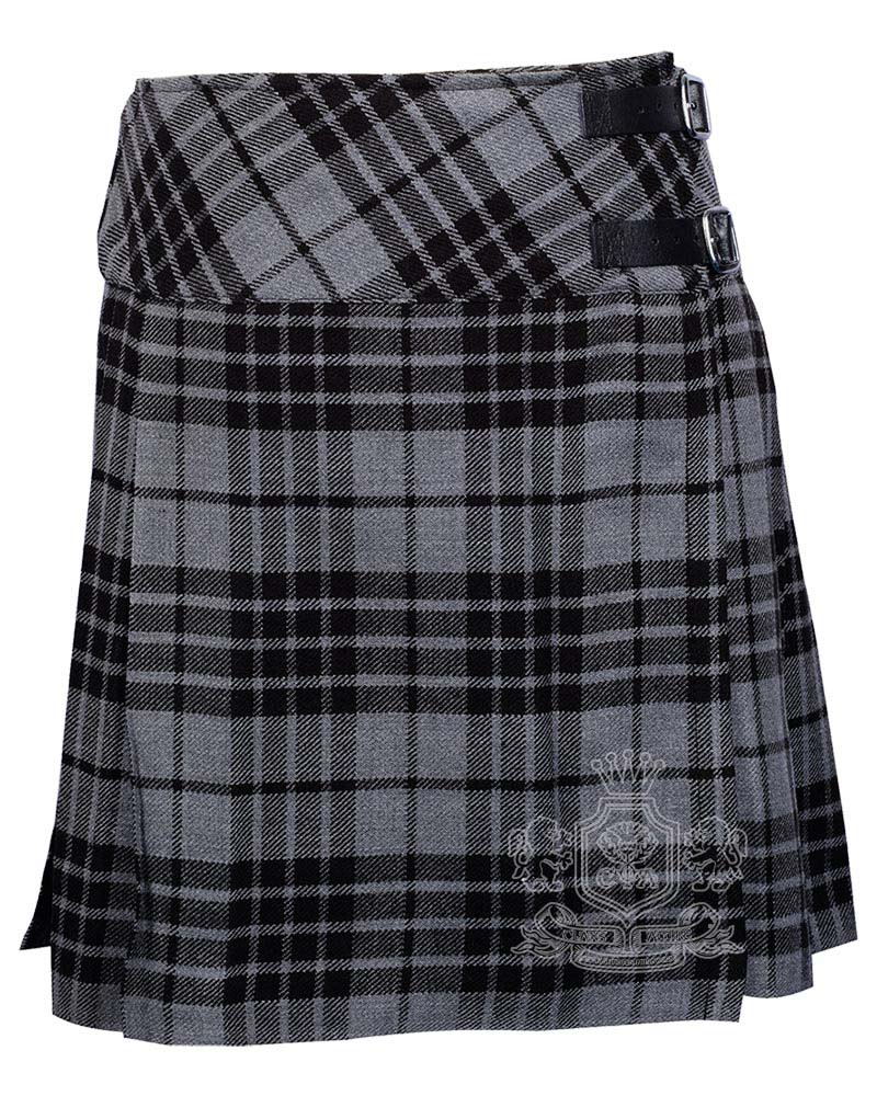 Grey-Watch-Tartan-Billie-Skirt-front Grey Watch Tartan Mini Billie Kilt Girls Modern Kilt Skirt for Highland Dress