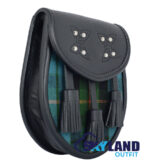 Gunn Ancient Tartan Sporran | Black Leather Scottish - Image 2