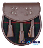 Gunn Tartan Sporran Brown Leather Scottish Sporran