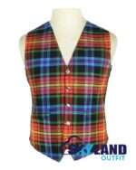 LGBTQ Pride tartan waistcoat—5-button Argyle vest in vibrant rainbow colors celebrating unity and equality