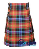 LGBTQ Pride Tartan Modern Utility Scottish Kilt for Highland Dress