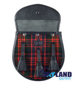 MacDonald Tartan Sporran Black Leather Scottish Sporran - Image 4
