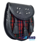 MacDonald Tartan Sporran Black Leather Scottish Sporran - Image 2