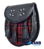 MacDonald Tartan Sporran Black Leather Scottish Sporran - Image 3