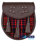 MacDonald Tartan Sporran Brown Leather Scottish Sporran