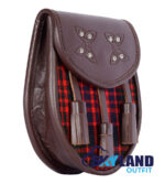MacDonald Tartan Sporran Brown Leather Scottish Sporran - Image 2