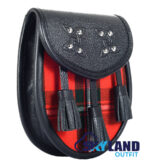 MacGregor Tartan Sporran Black Leather Scottish Sporran - Image 2