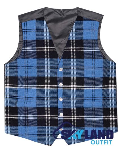 Ramsey Blue Hunting tartan Argyle waistcoat made to order for Highland wear and kilts