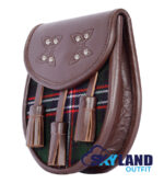 Scottish National Tartan Sporran Brown Leather Scottish Sporran - Image 3