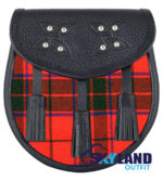 Scottish Rose Tartan Sporran Black Leather Scottish Sporran