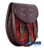Scottish Rose Tartan Sporran Brown Leather Scottish Sporran - Image 2