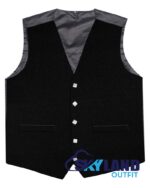 Solid Black Tartan Waistcoat – 5 Button Argyle Vest Made to Order - Image 2