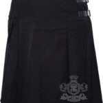 Solid Black Mini Billie Kilt Girls Modern Kilt Skirt for School and Highland Events