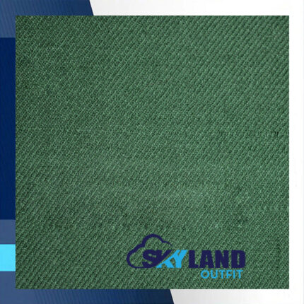 Solid green tartan fabric for sale showing rich emerald color with traditional twill weave texture, modern Scottish wool textile by the yard for kilts and home décor