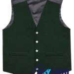 Solid green tartan Argyle waistcoat made to order for Highland wear and kilts