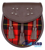 Wallace Tartan Sporran Brown Leather Scottish Sporran
