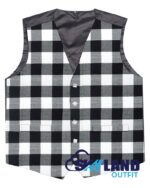 White & Black Rob Roy tartan Argyle waistcoat made to order for Highland wear and kilts