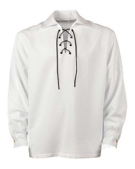 White Jacobite ghillie kilt shirt full sleeve cotton Jacobean style