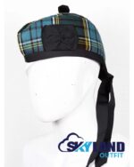 Anderson tartan Glengarry hat with red pom pom, authentic Scottish Highlander accessory featuring clan Anderson diced tartan pattern
