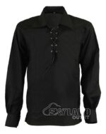 Black Jacobite ghillie kilt shirt full sleeve cotton Jacobean style