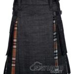 Black Denim & Campbell Thompson Tartan Hybrid Utility Kilt