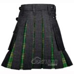 Black Denim & Irish Tartan Hybrid Utility Kilt - Image 4