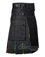 Black Denim & Irish Tartan Hybrid Utility Kilt - Image 2
