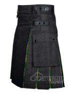 Black Denim & Irish Tartan Hybrid Utility Kilt - Image 3