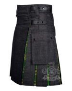 Black Denim & Irish Tartan Hybrid Utility Kilt - Image 3