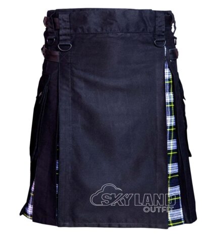 Dress Gordon tartan hybrid utility kilt with black cotton body