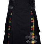 Buchanan tartan hybrid utility kilt with black cotton body