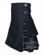 Black Cotton & Mackenzie Tartan Hybrid Utility Kilt - Image 2