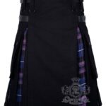 Pride of Scotland tartan hybrid utility kilt with black cotton body