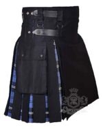 Ramsey Blue Tartan Hybrid Utility Kilt | Black Cotton - Image 2