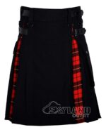Wallace tartan hybrid utility kilt with black cotton body