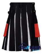 Black Inner Red and White Cotton Hybrid Utility Kilt - Image 5