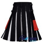 Black Inner Red and White Cotton Hybrid Utility Kilt - Image 6