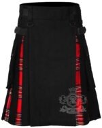 Royal Stewart tartan hybrid utility kilt with black cotton body